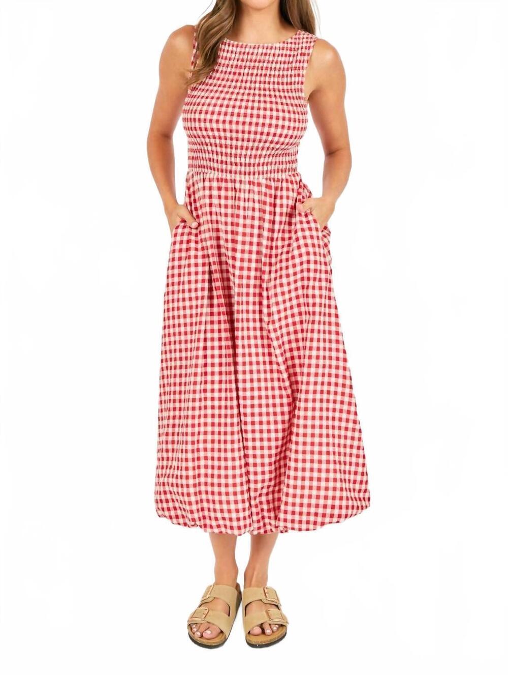 NEW SADIE & SAGE apple butter midi dress in red ivory